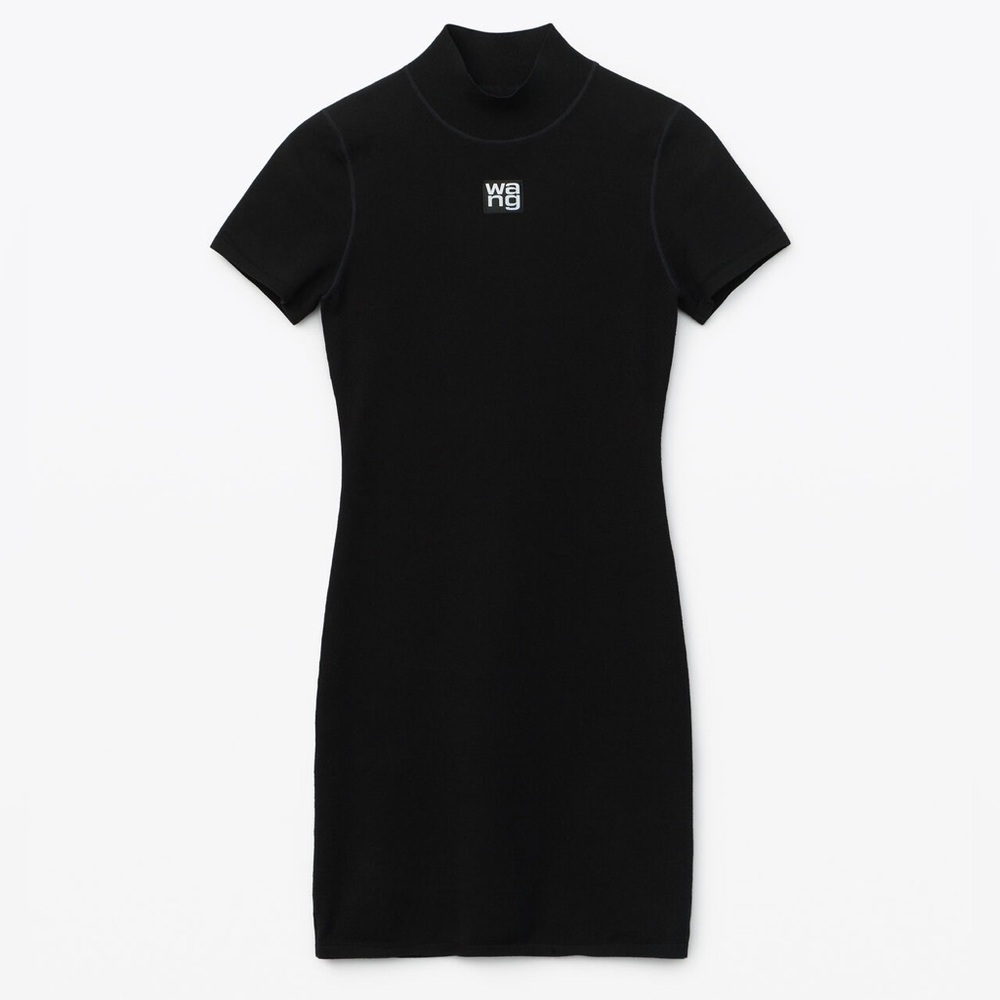 Alexander Wang Mock Neck Tee Dress In Bodycon Knit